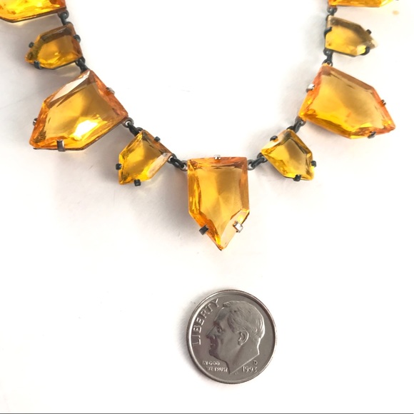 Art Deco Necklace Honey Amber Czech Glass Antique - Picture 8 of 8